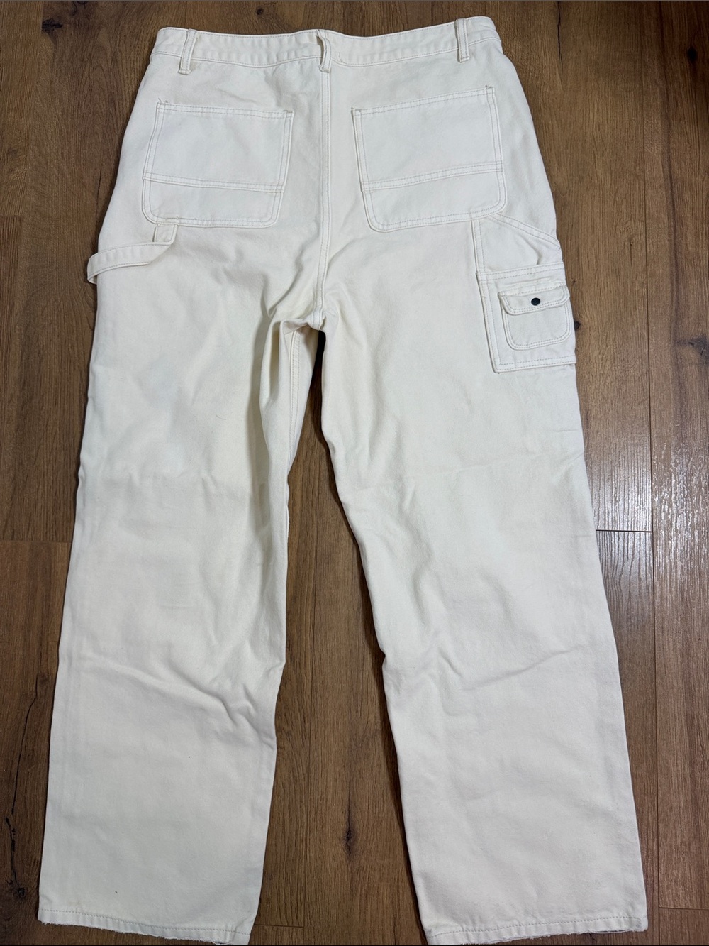 Men's Neutral Cream Cargo Carpenter Pants - Workwear Style - Picture 2 of 3